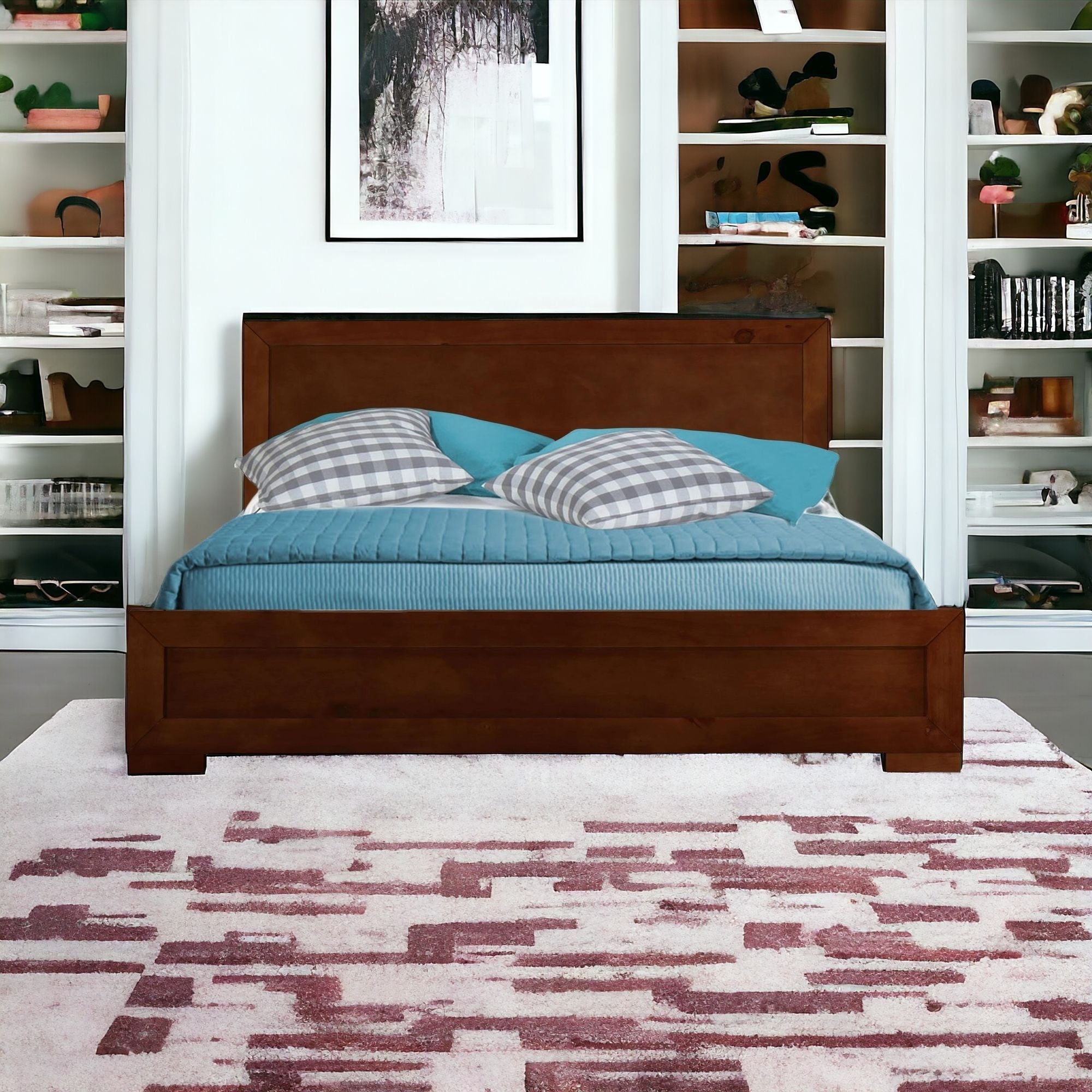 Black Wood Twin Platform Bed-Standard Beds-DECOROLALA