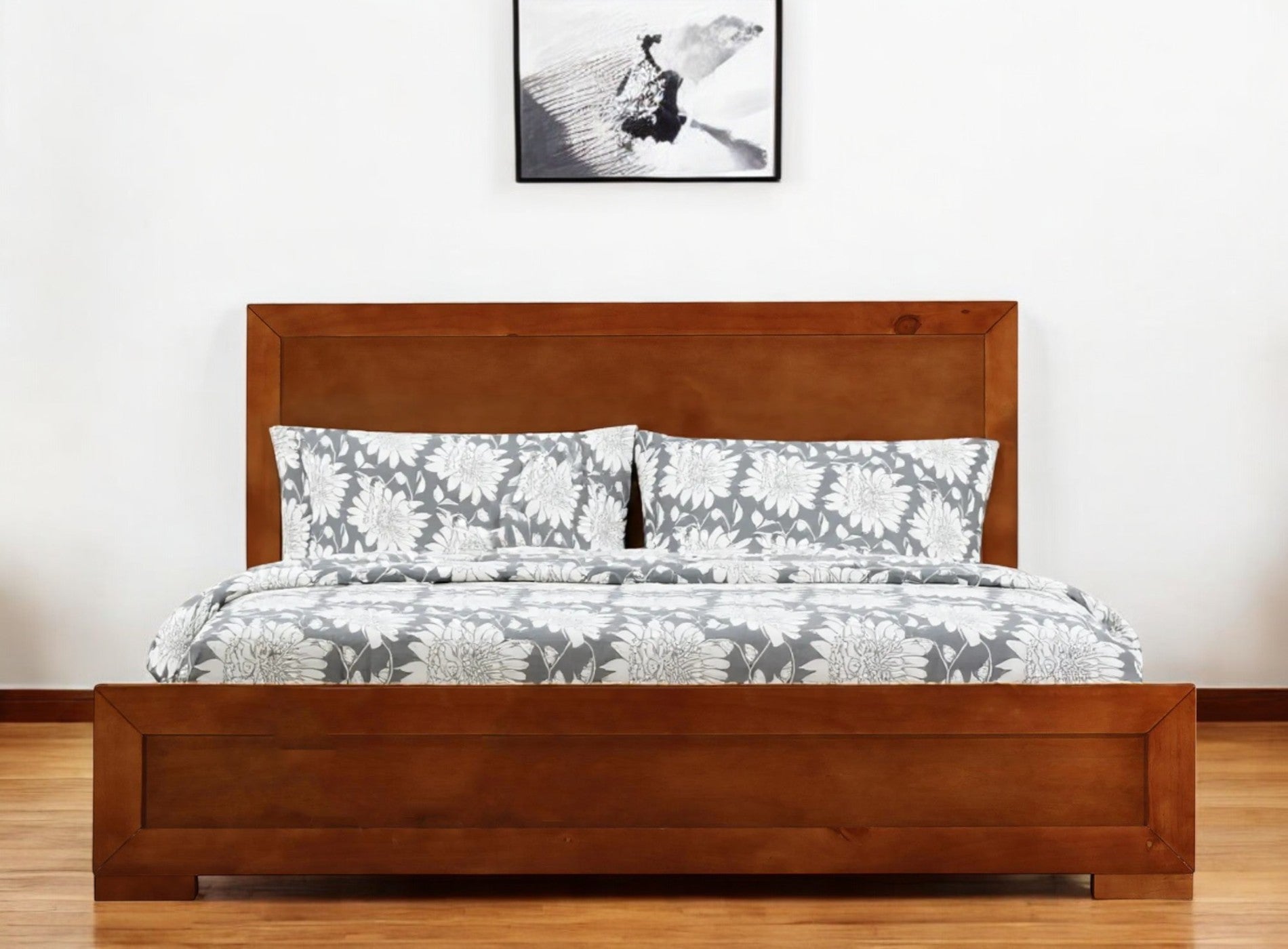 Black Wood Twin Platform Bed-Standard Beds-DECOROLALA