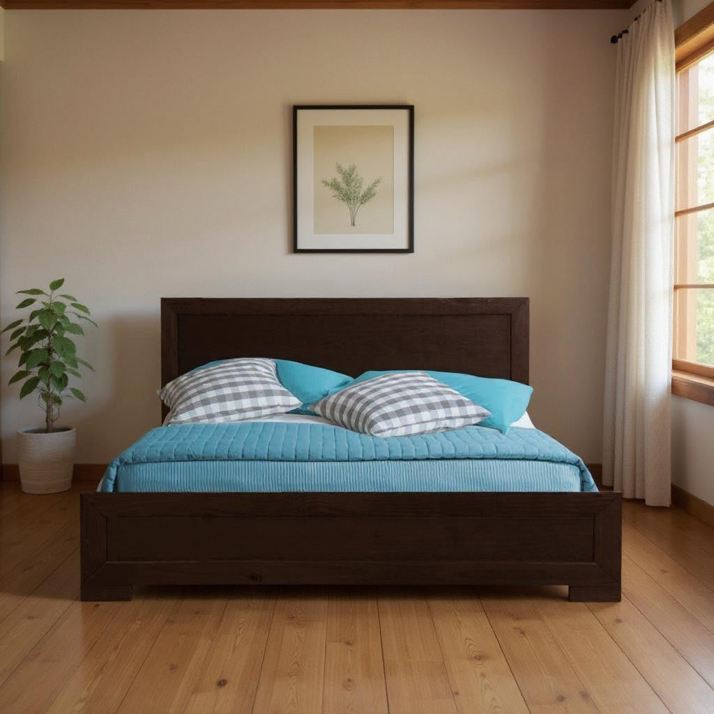 Black Wood Twin Platform Bed-Standard Beds-DECOROLALA