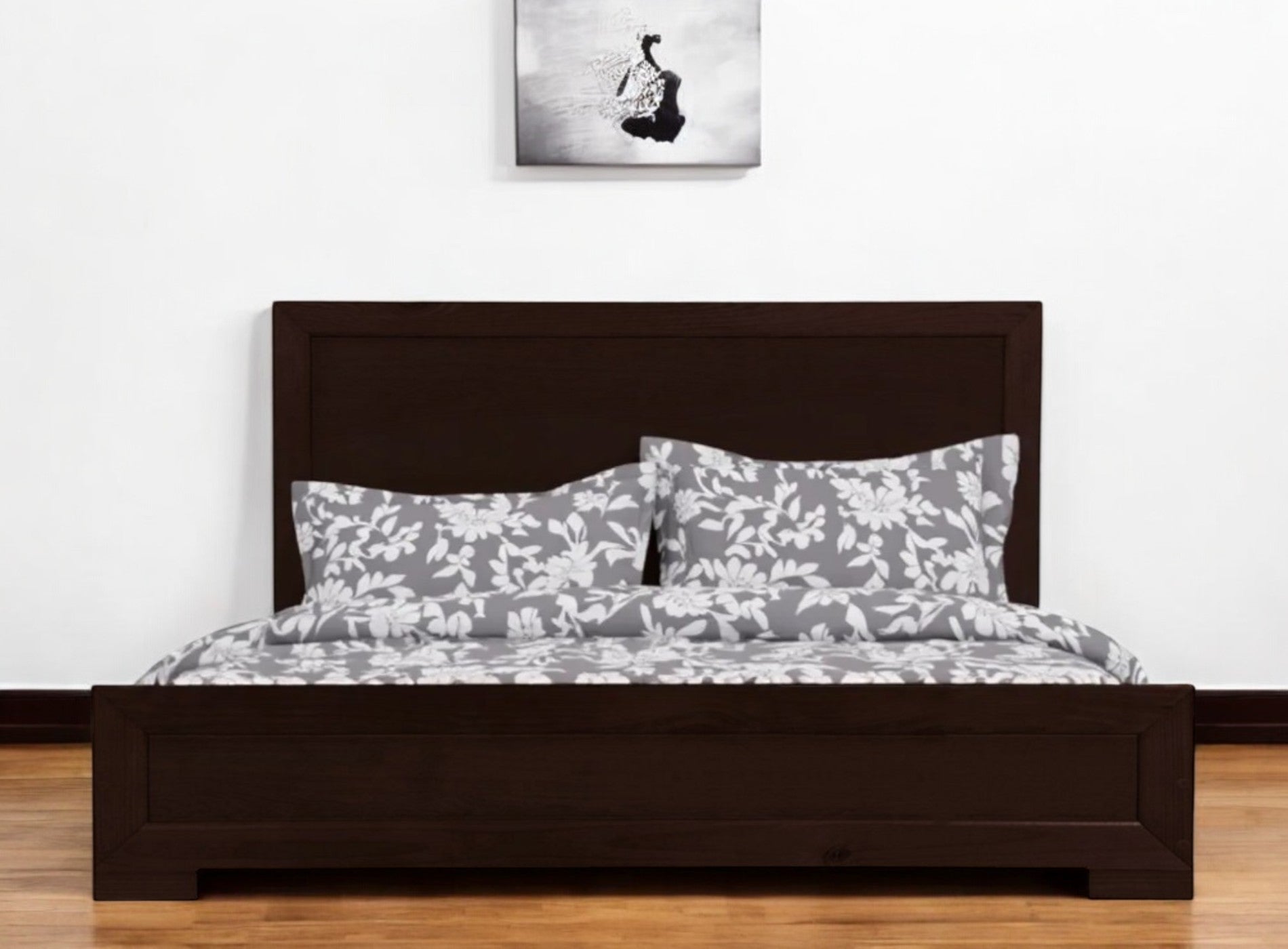 Black Wood Twin Platform Bed-Standard Beds-DECOROLALA
