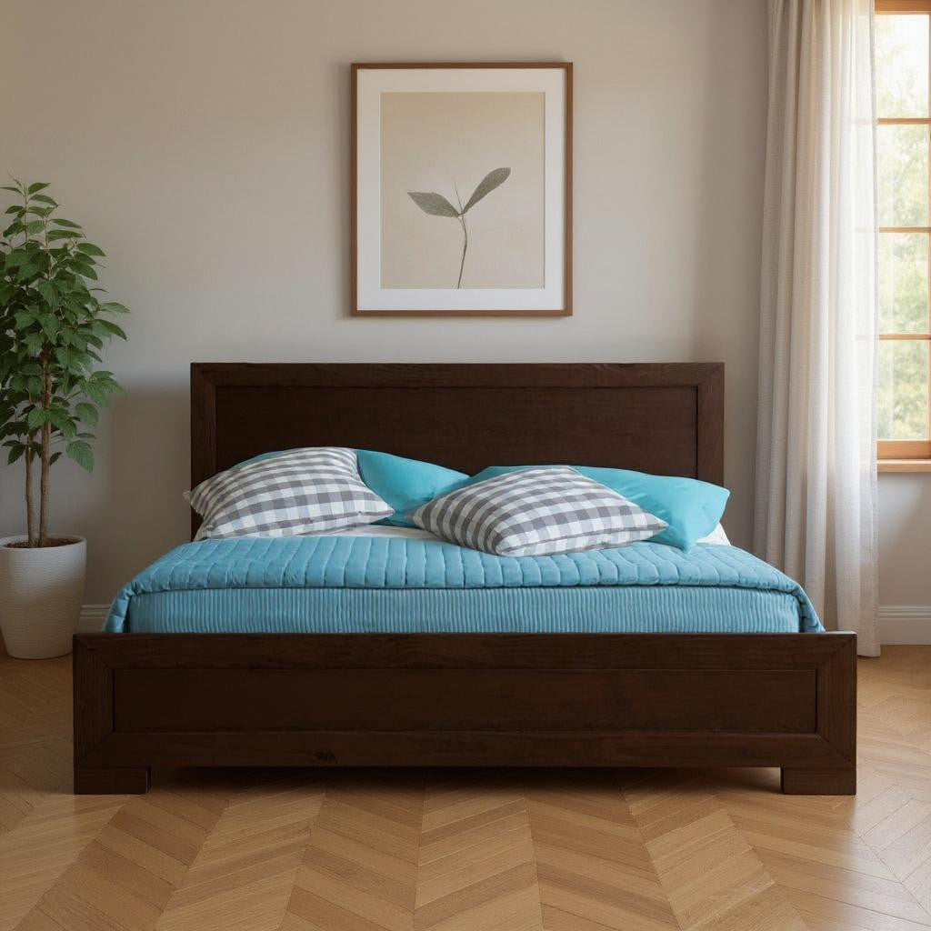 Black Wood Twin Platform Bed-Standard Beds-DECOROLALA