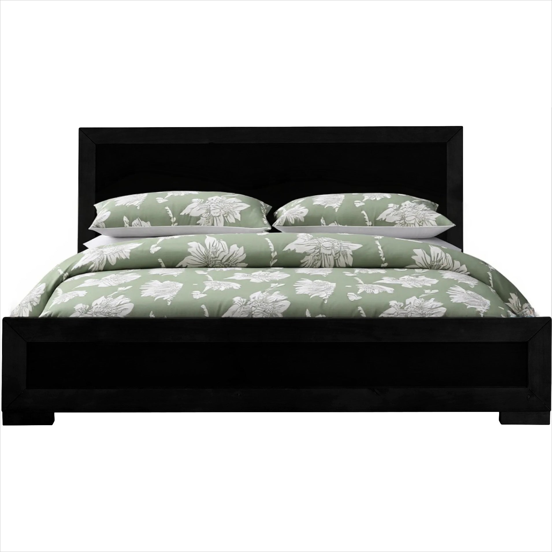 Black Wood Twin Platform Bed-Standard Beds-DECOROLALA