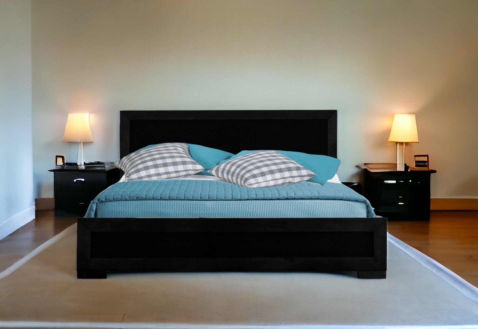 Black Wood Twin Platform Bed-Standard Beds-DECOROLALA