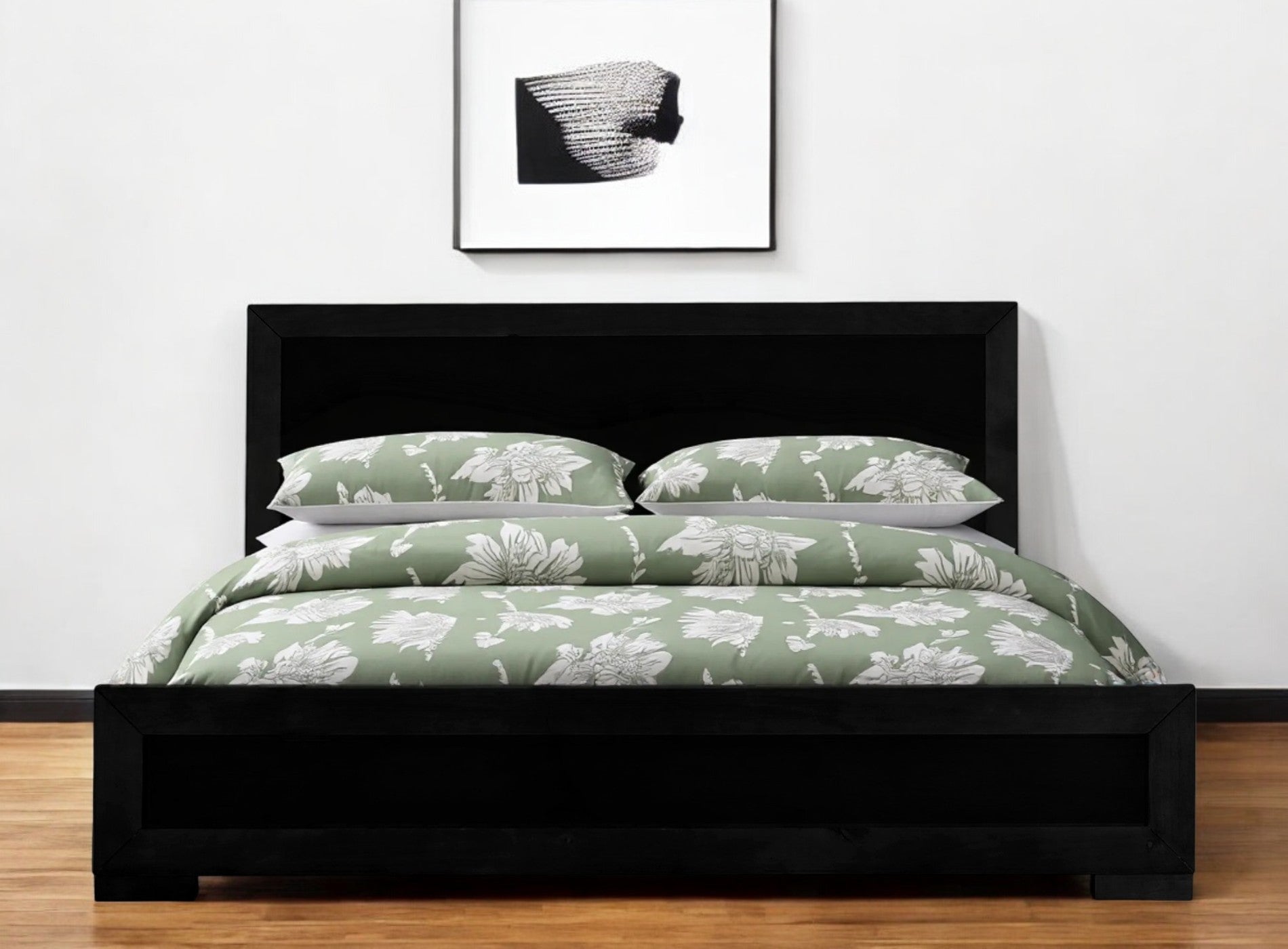 Black Wood Twin Platform Bed-Standard Beds-DECOROLALA