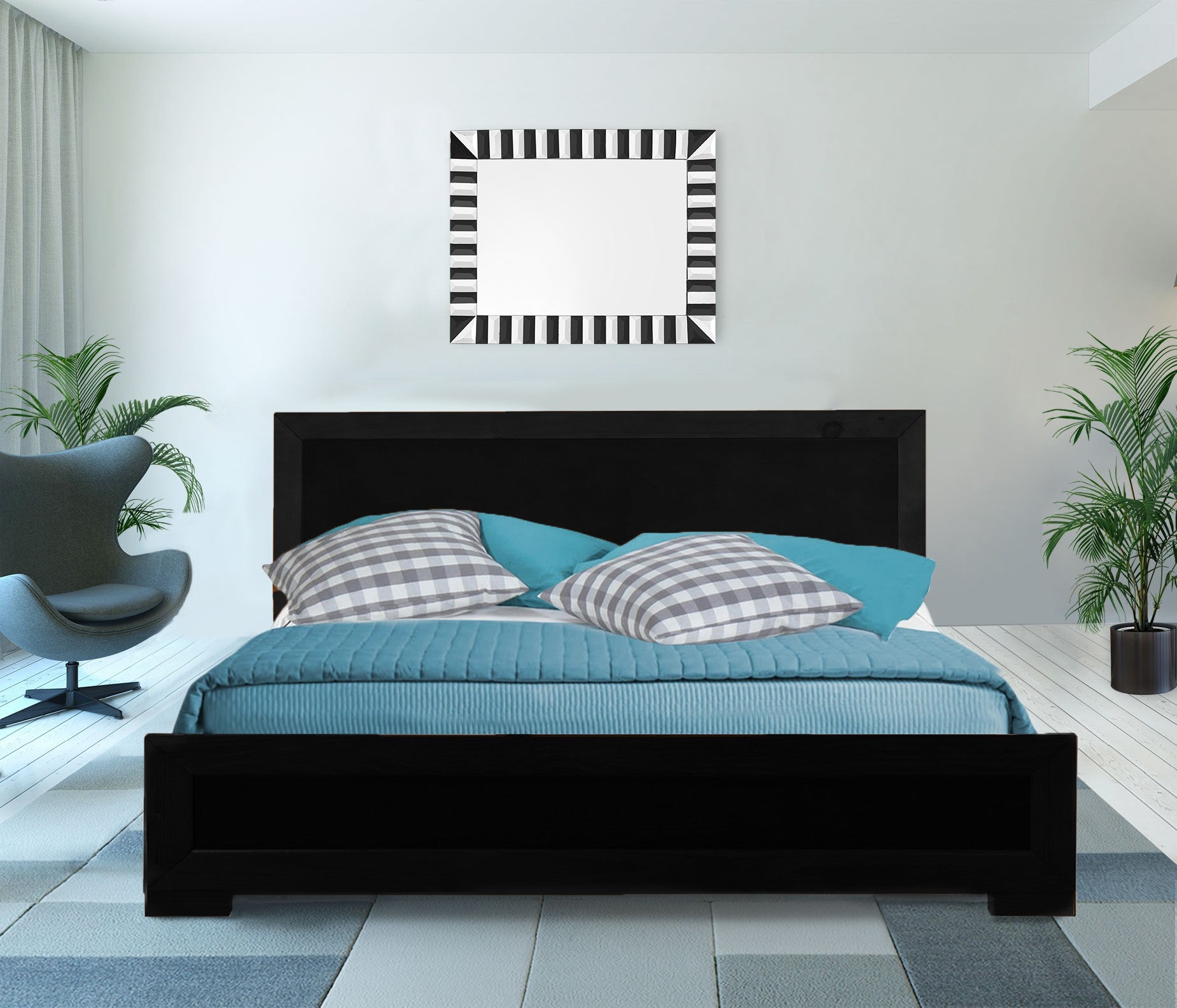 Black Wood Twin Platform Bed-Standard Beds-DECOROLALA