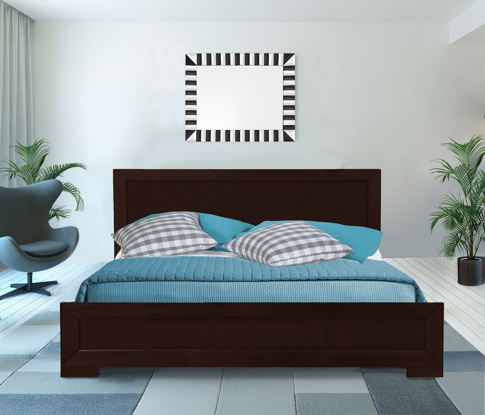 Black Wood Twin Platform Bed-Standard Beds-DECOROLALA