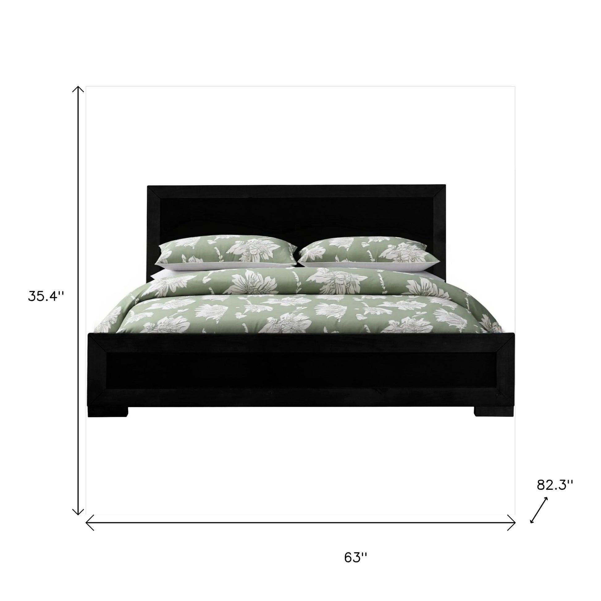 Black Wood Twin Platform Bed-Standard Beds-DECOROLALA