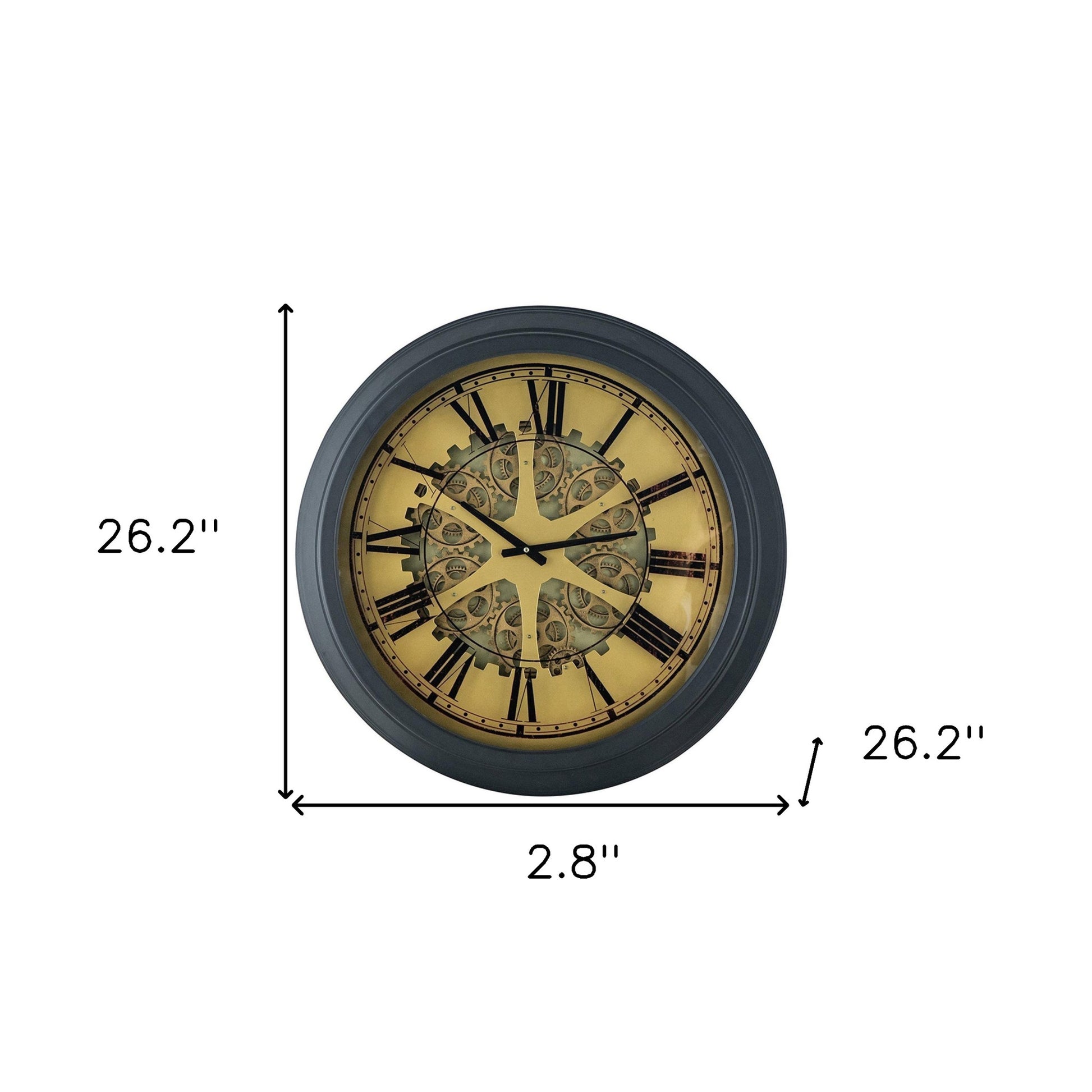Black and Copper Exposed Gears Round Wall Clock-Wall Clocks-DECOROLALA