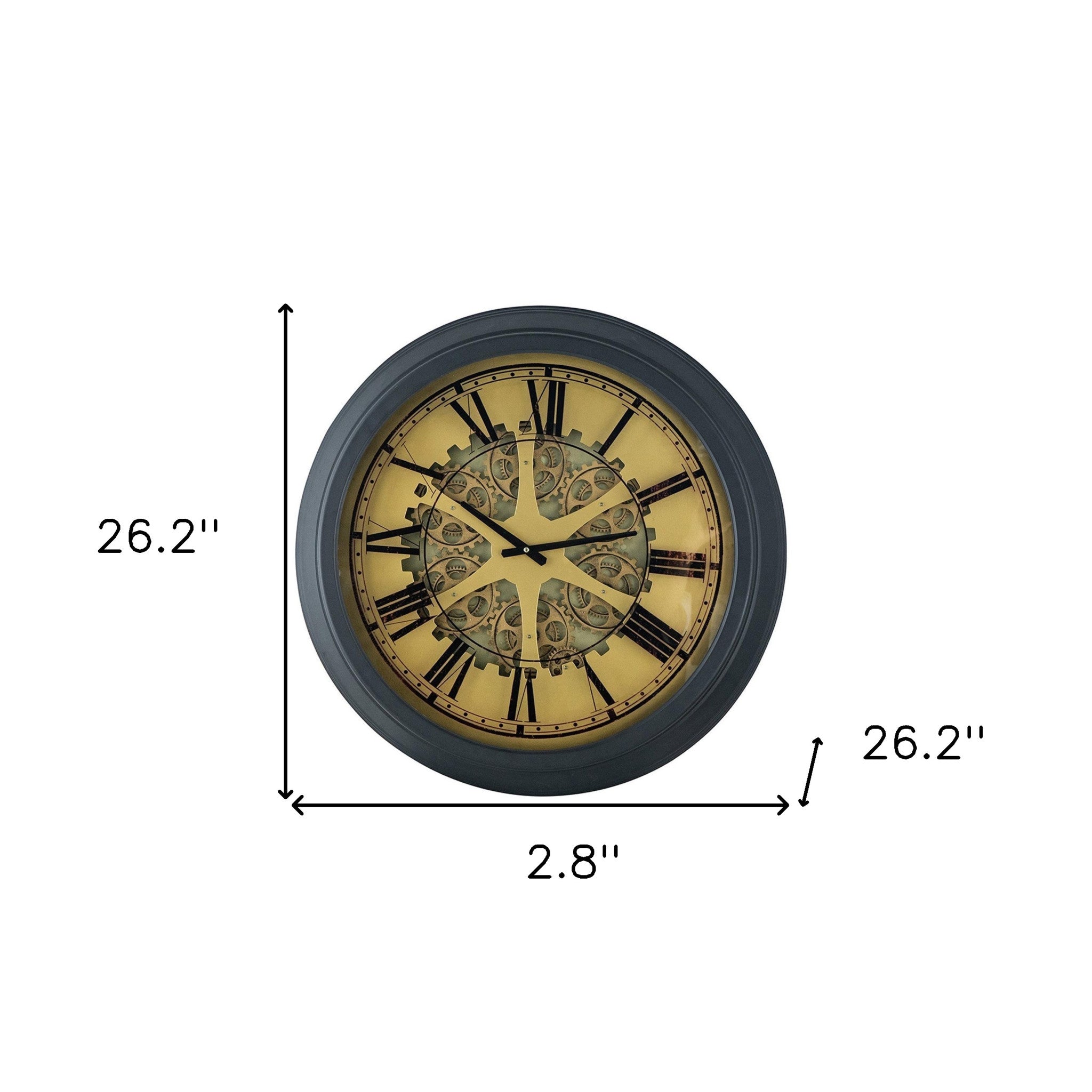 Black and Copper Exposed Gears Round Wall Clock-Wall Clocks-DECOROLALA