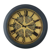 Black and Copper Exposed Gears Round Wall Clock-Wall Clocks-DECOROLALA