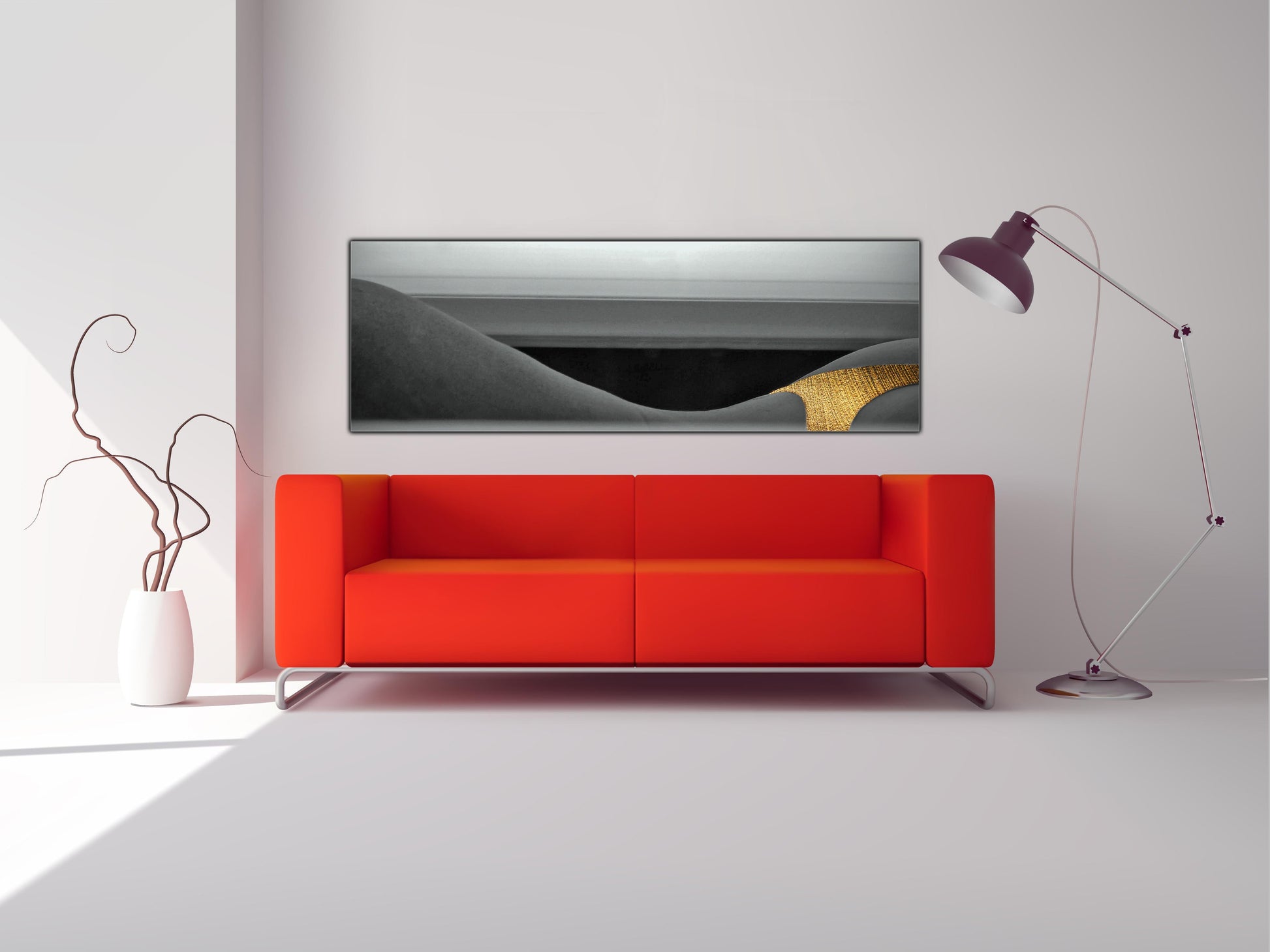 Black and Gold Curves Canvas - Fine Art -Large Wall decor- Gold varnish-Wall Art-DECOROLALA