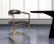 Black and Gold Upholstered Leather Open Back Dining Arm Chair-Dining Chairs-DECOROLALA