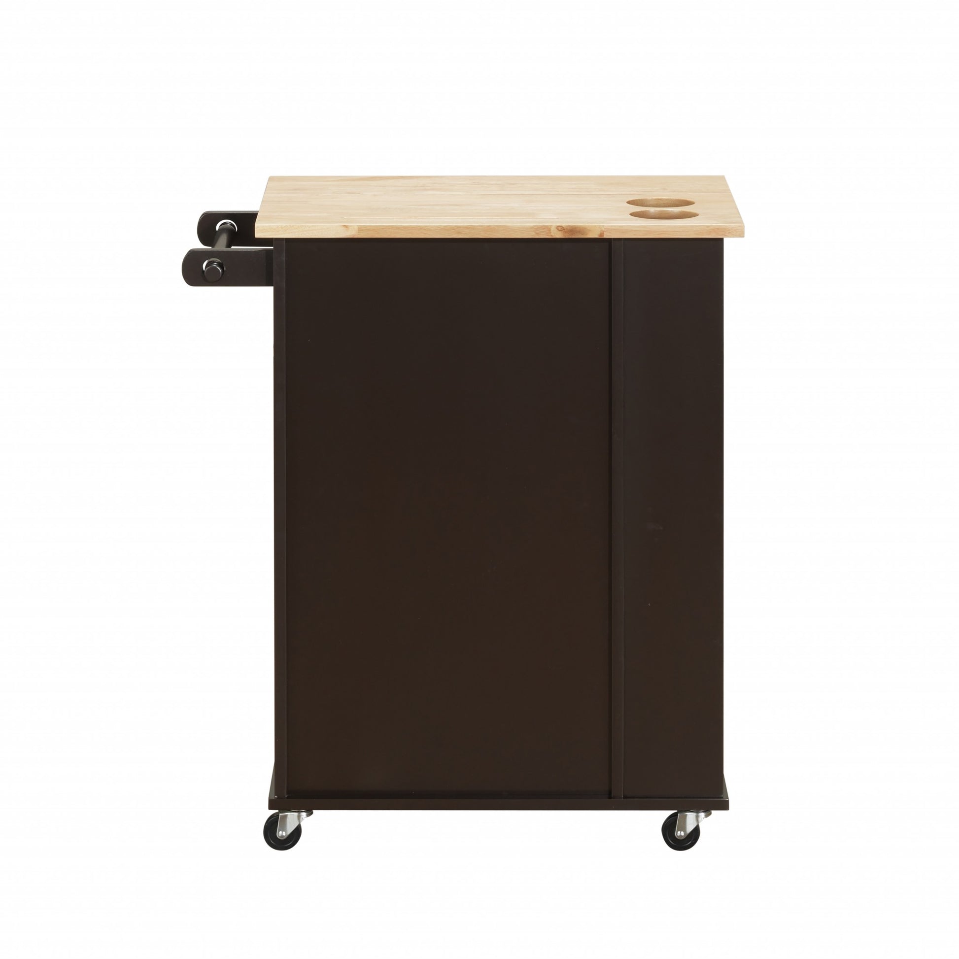 Black and Natural 29" Rolling Kitchen Cart With Storage-Kitchen Carts-Islands-DECOROLALA