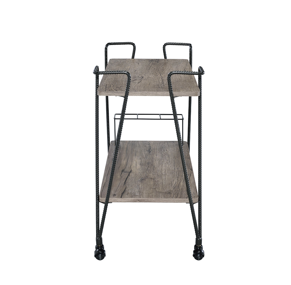 Black and Natural 32" Rolling Prep Table With Storage-Kitchen Carts-Islands-DECOROLALA