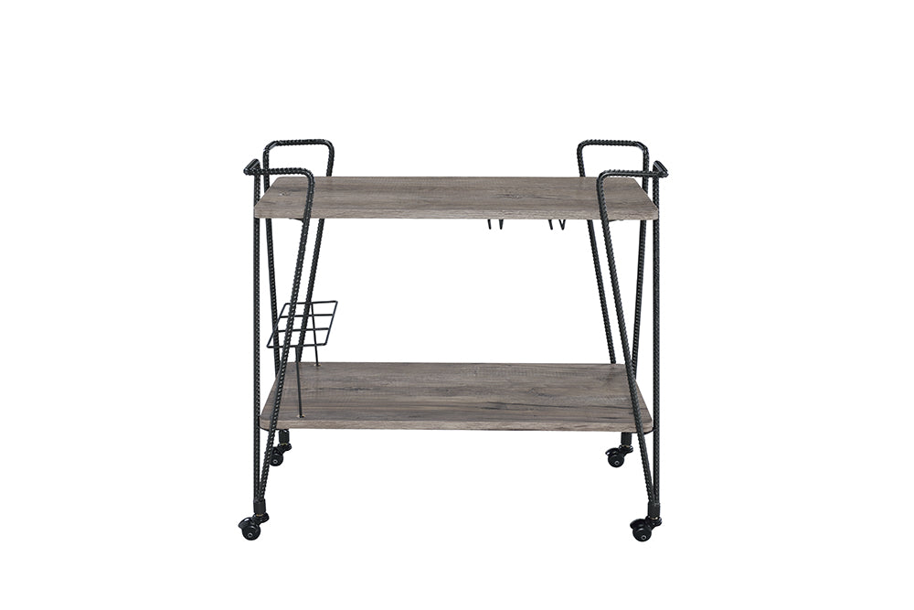 Black and Natural 32" Rolling Prep Table With Storage-Kitchen Carts-Islands-DECOROLALA