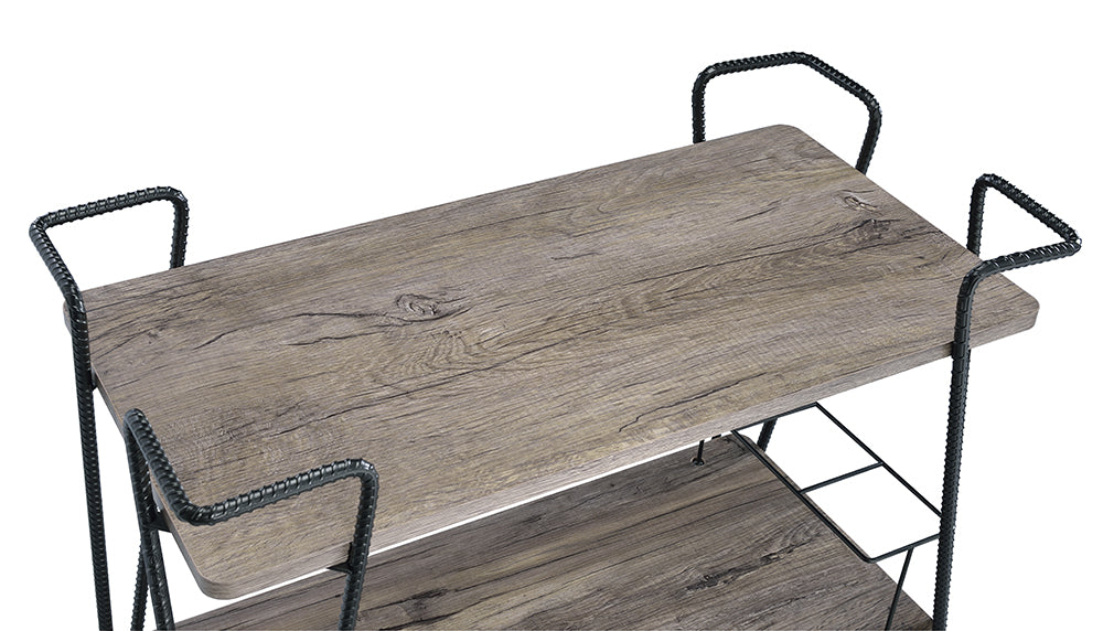 Black and Natural 32" Rolling Prep Table With Storage-Kitchen Carts-Islands-DECOROLALA