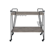 Black and Natural 32" Rolling Prep Table With Storage-Kitchen Carts-Islands-DECOROLALA