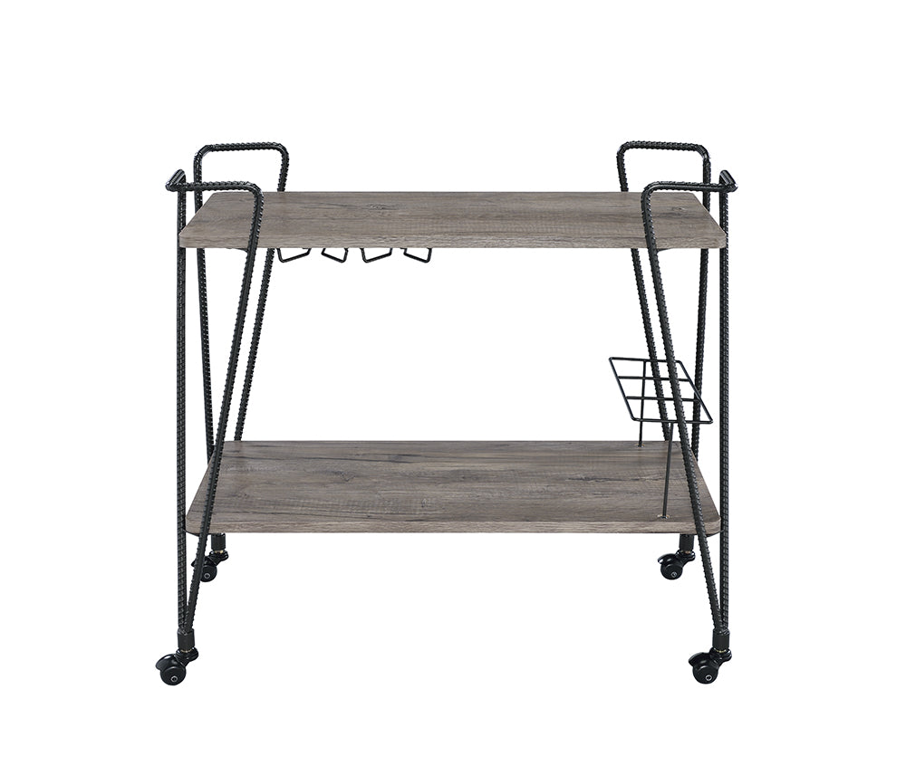 Black and Natural 32" Rolling Prep Table With Storage-Kitchen Carts-Islands-DECOROLALA