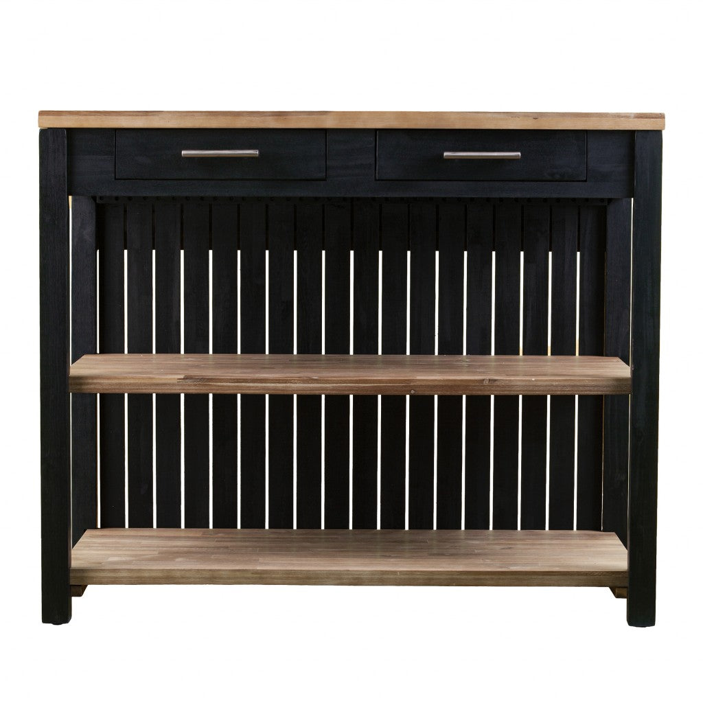 Black and Natural 44" Kitchen Island With Storage-Kitchen Carts-Islands-DECOROLALA