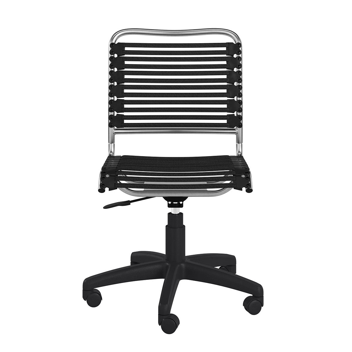 Black and Silver Adjustable Swivel Bungee Rolling Office Chair-Office Chairs-DECOROLALA