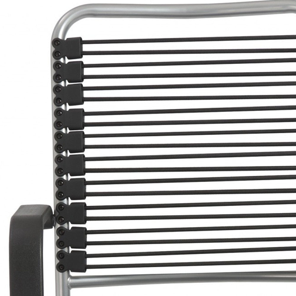 Black and Silver Adjustable Swivel Bungee Rolling Office Chair-Office Chairs-DECOROLALA