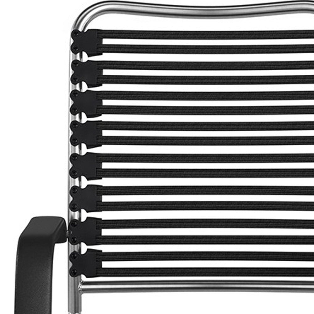 Black and Silver Adjustable Swivel Bungee Rolling Office Chair-Office Chairs-DECOROLALA