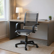 Black and Silver Adjustable Swivel Bungee Rolling Office Chair-Office Chairs-DECOROLALA