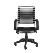 Black and Silver Adjustable Swivel Bungee Rolling Office Chair-Office Chairs-DECOROLALA
