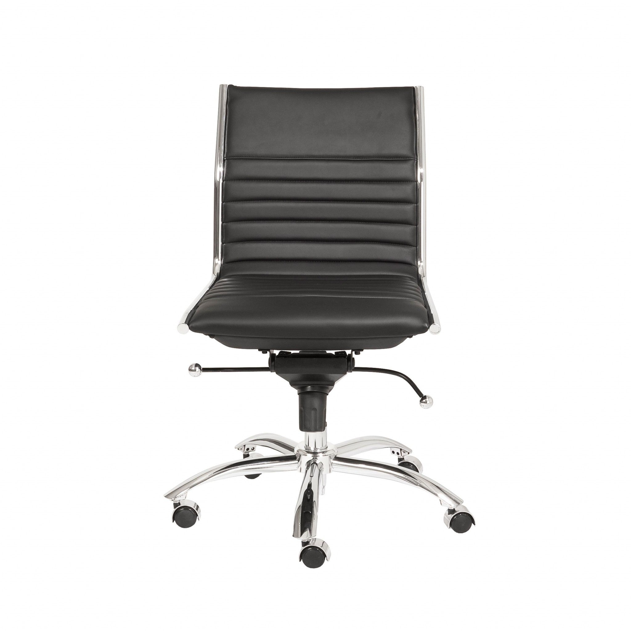 Black and Silver Adjustable Swivel Faux Leather Rolling Conference Office Chair-Office Chairs-DECOROLALA