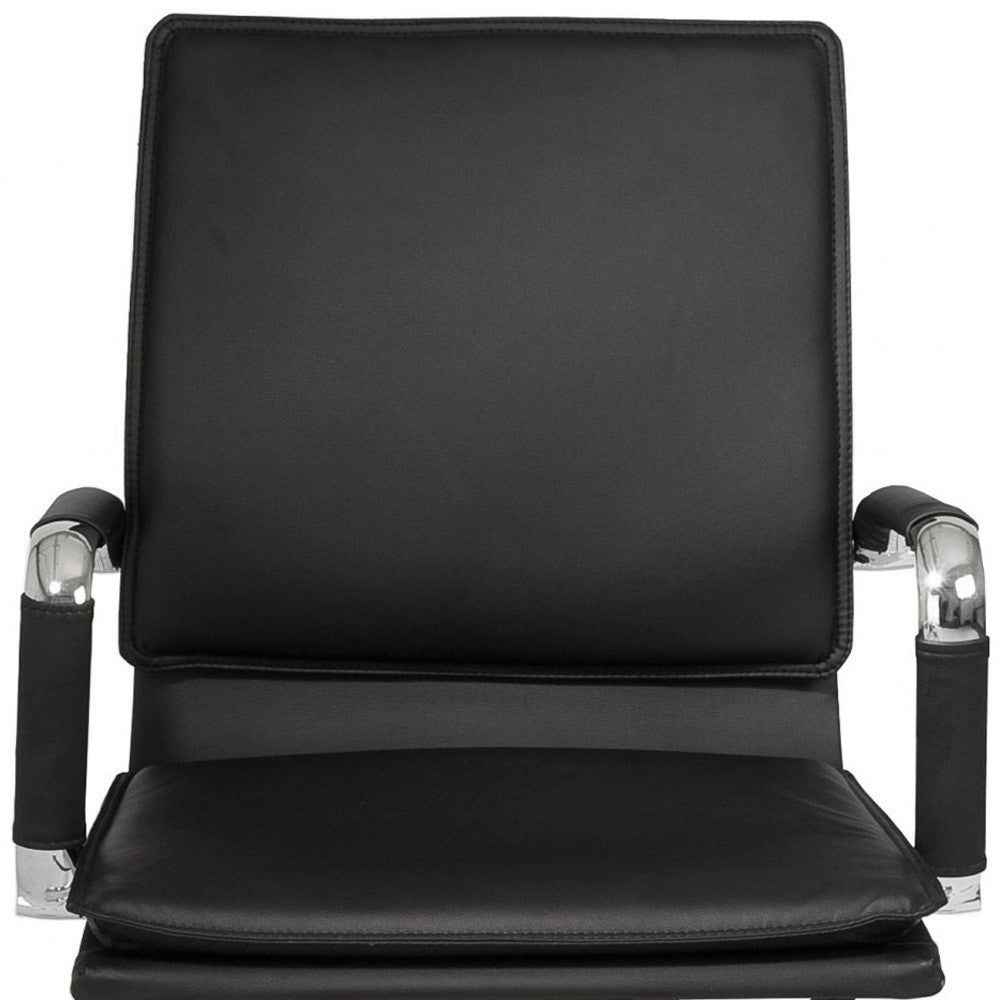 Black and Silver Adjustable Swivel Faux Leather Rolling Conference Office Chair-Office Chairs-DECOROLALA