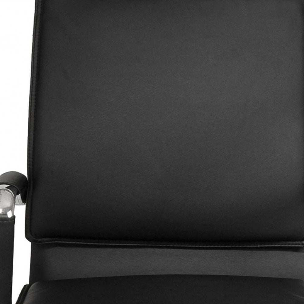 Black and Silver Adjustable Swivel Faux Leather Rolling Conference Office Chair-Office Chairs-DECOROLALA