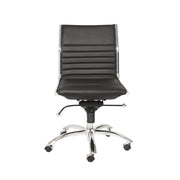Black and Silver Adjustable Swivel Faux Leather Rolling Conference Office Chair-Office Chairs-DECOROLALA
