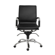 Black and Silver Adjustable Swivel Faux Leather Rolling Conference Office Chair-Office Chairs-DECOROLALA