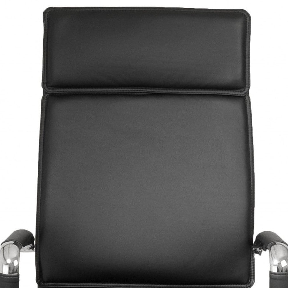 Black and Silver Adjustable Swivel Faux Leather Rolling Executive Office Chair-Office Chairs-DECOROLALA