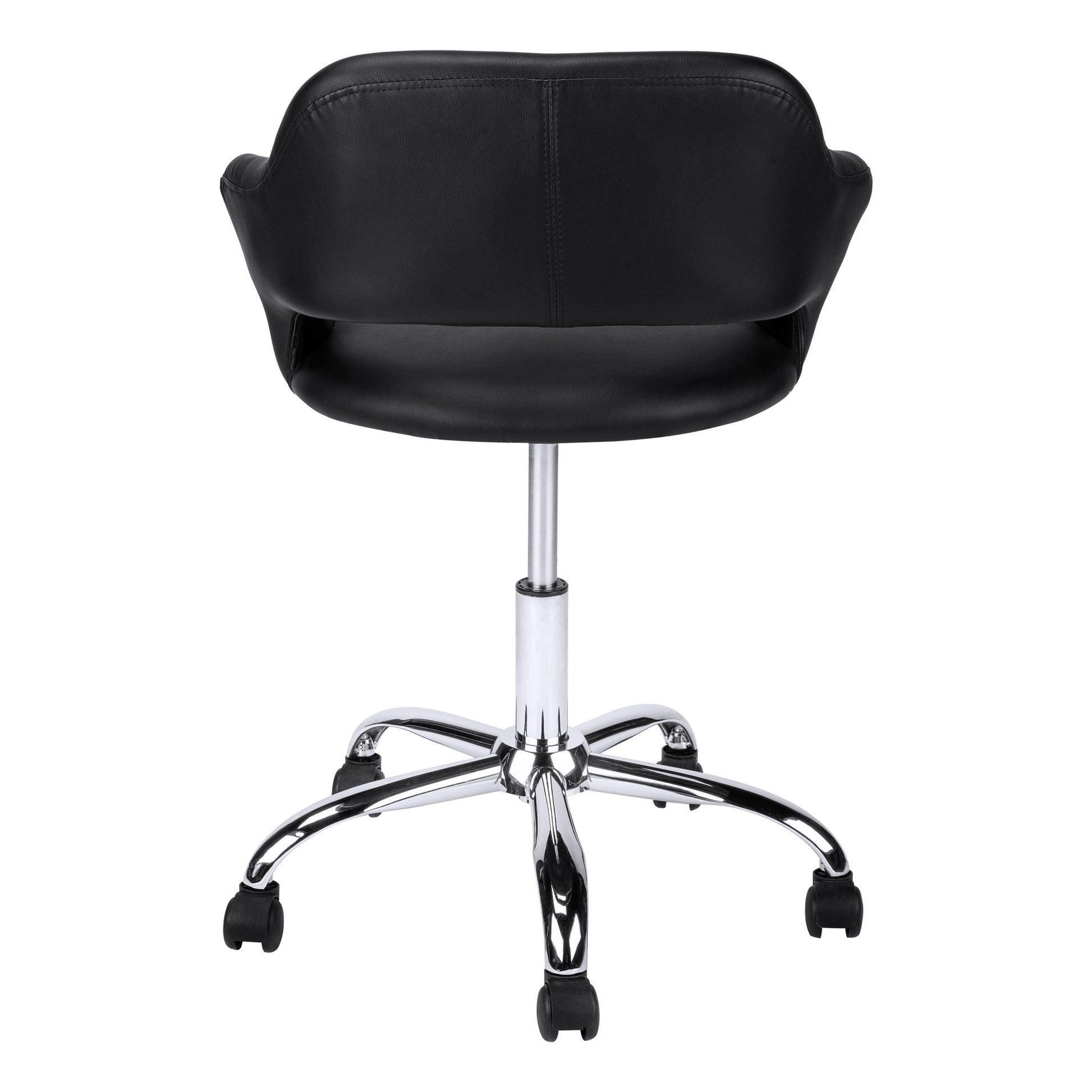 Black and Silver Adjustable Swivel Faux Leather Rolling Office Chair-Office Chairs-DECOROLALA