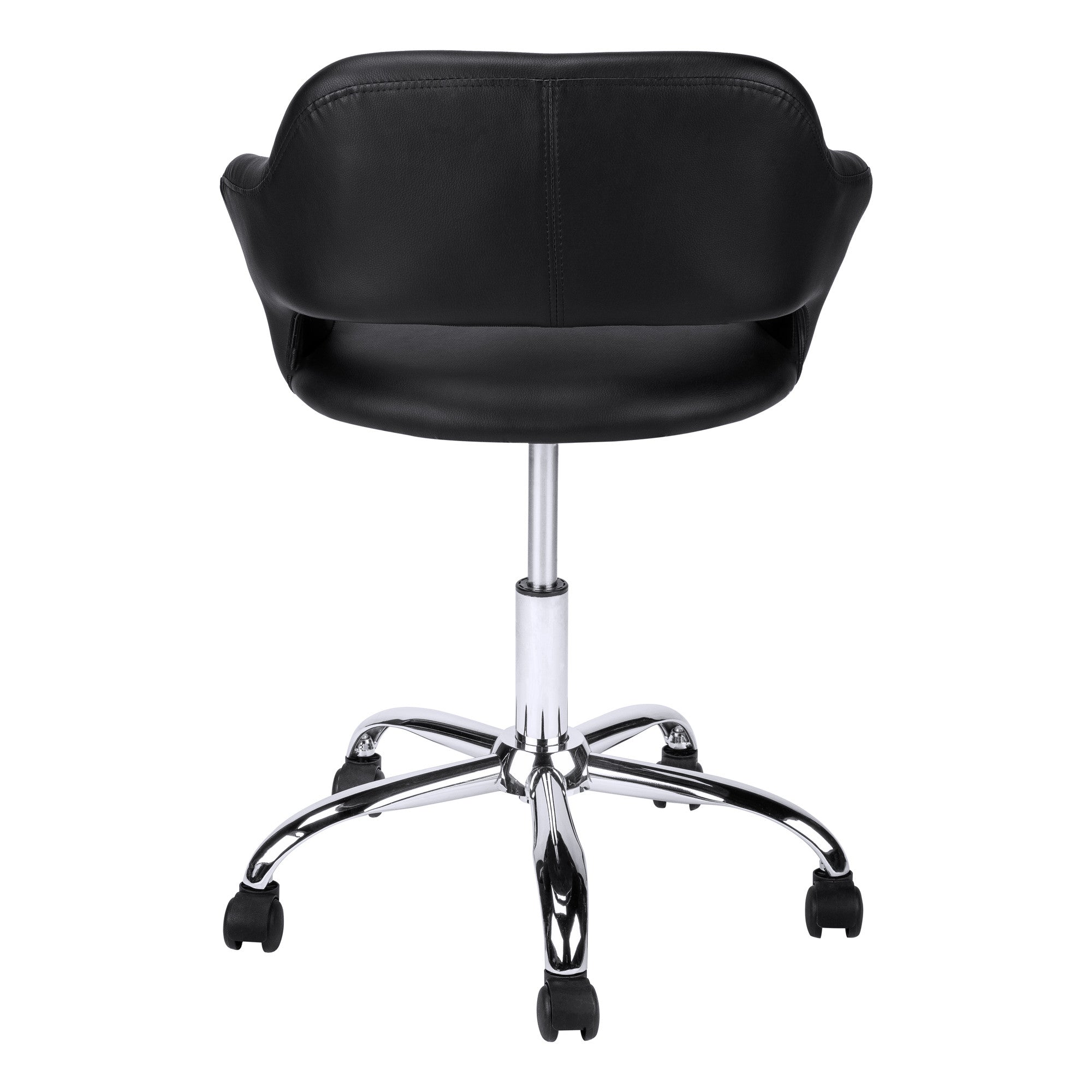 Black and Silver Adjustable Swivel Faux Leather Rolling Office Chair-Office Chairs-DECOROLALA