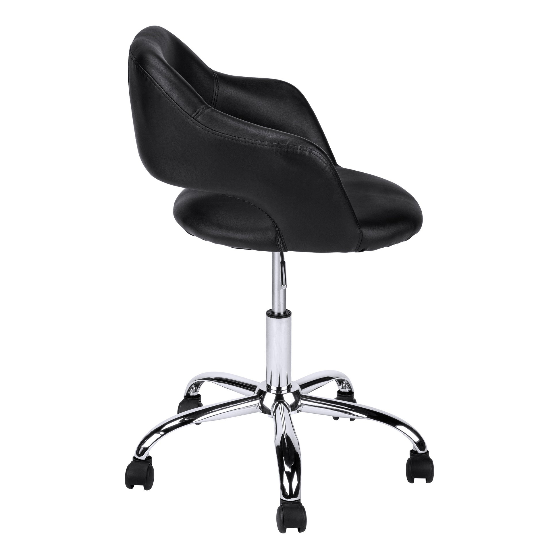 Black and Silver Adjustable Swivel Faux Leather Rolling Office Chair-Office Chairs-DECOROLALA