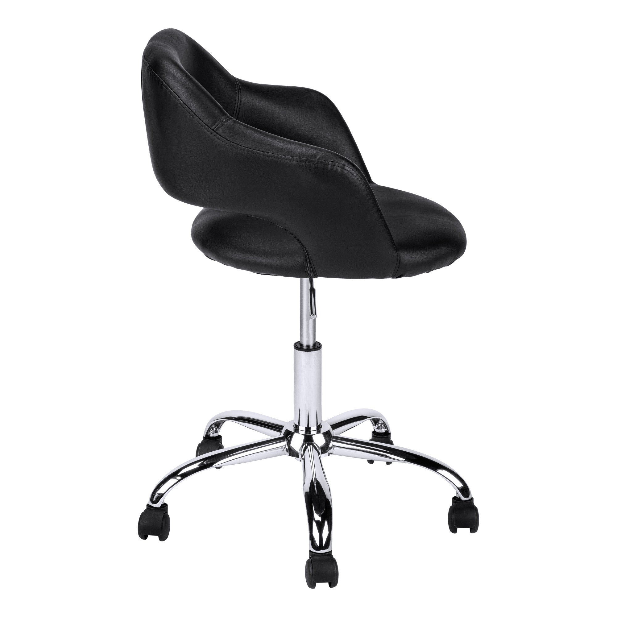 Black and Silver Adjustable Swivel Faux Leather Rolling Office Chair-Office Chairs-DECOROLALA