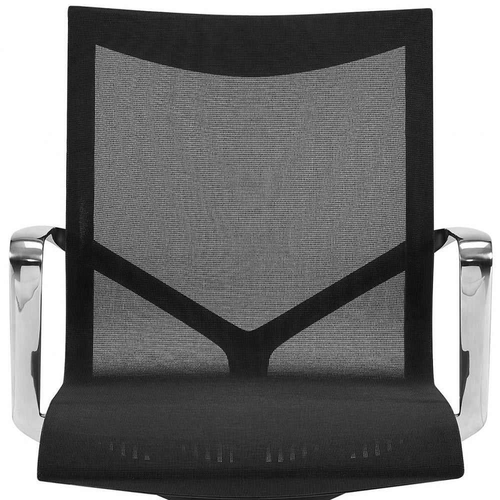 Black and Silver Adjustable Swivel Mesh Rolling Office Chair-Office Chairs-DECOROLALA