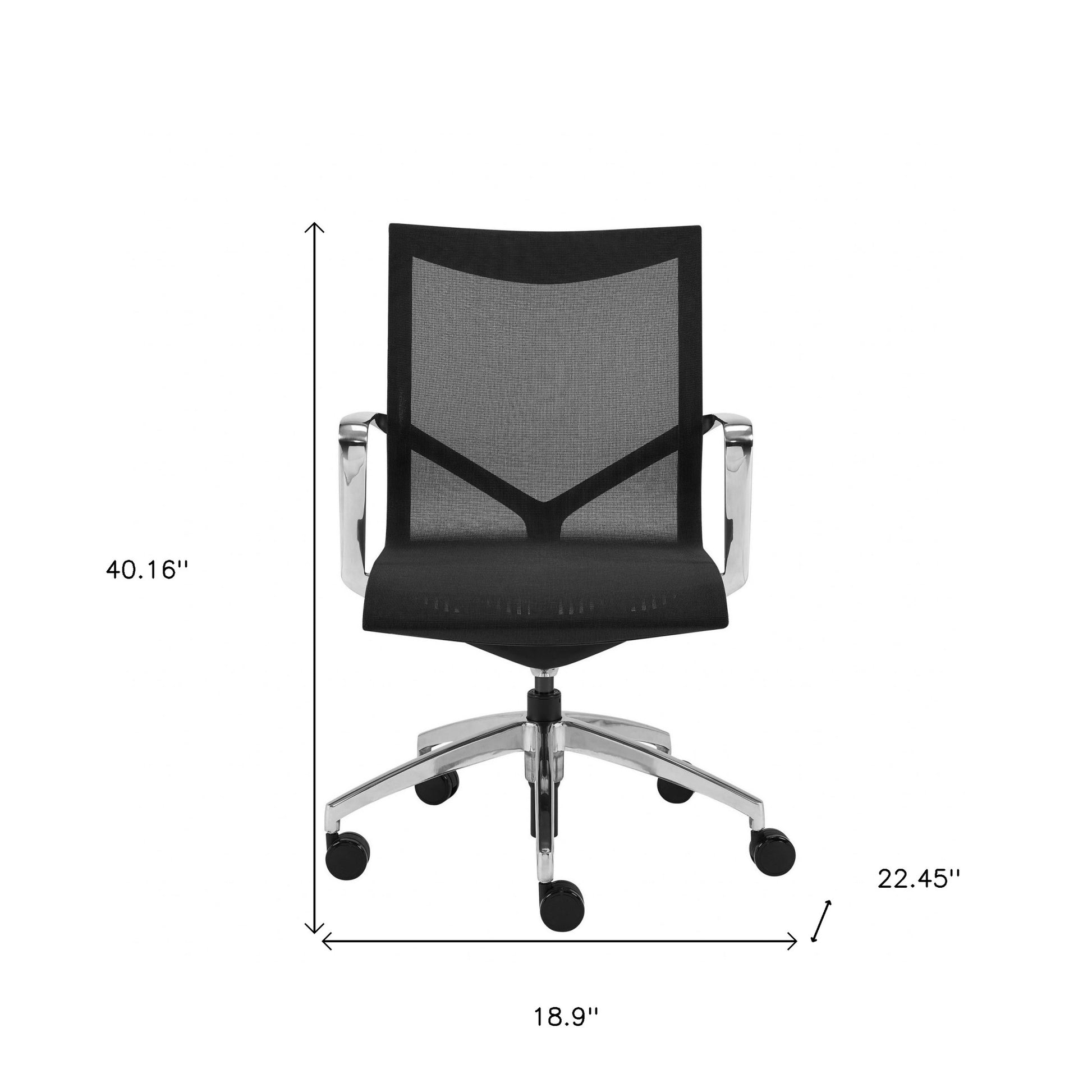 Black and Silver Adjustable Swivel Mesh Rolling Office Chair-Office Chairs-DECOROLALA