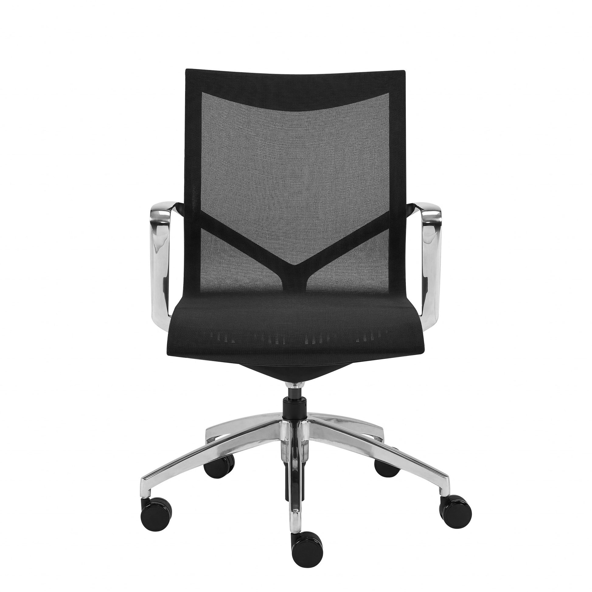 Black and Silver Adjustable Swivel Mesh Rolling Office Chair-Office Chairs-DECOROLALA