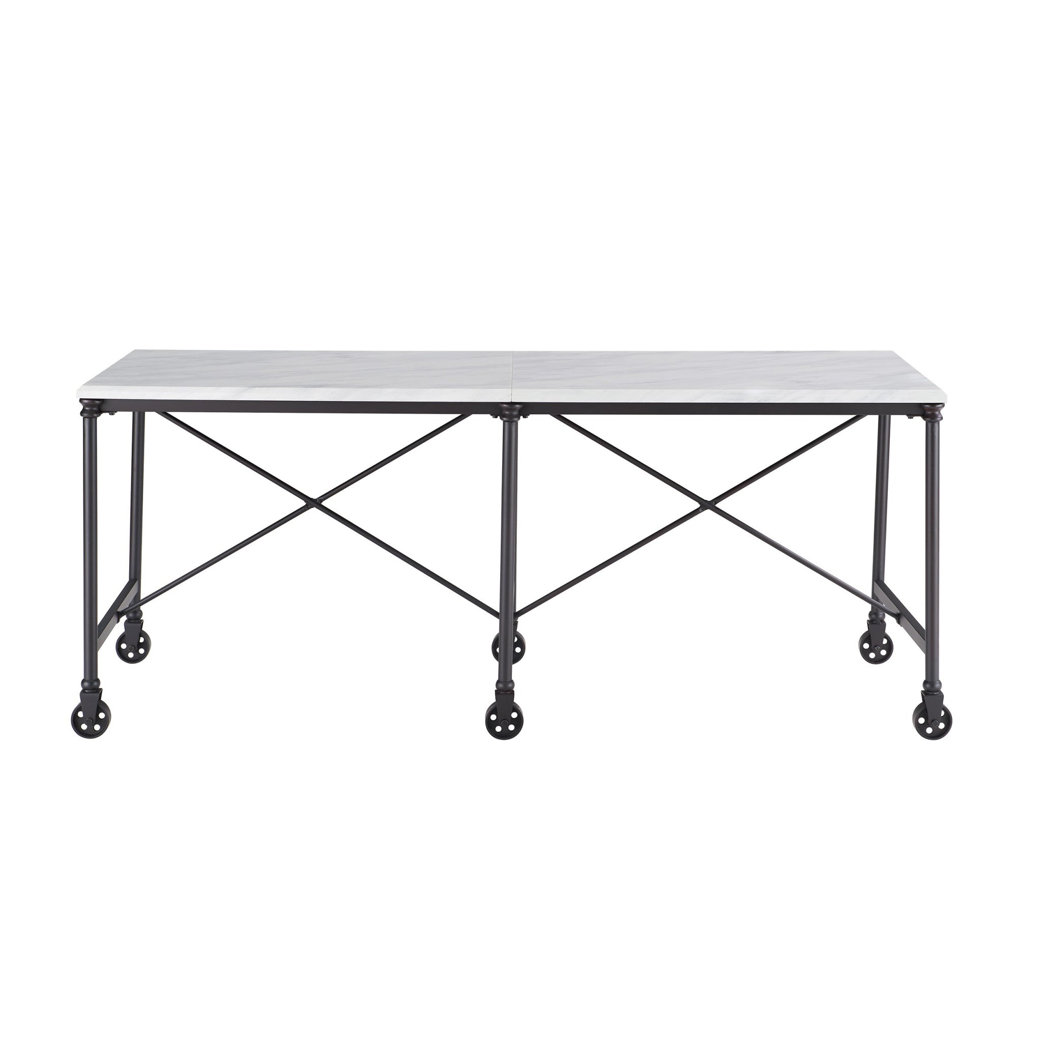 Black and White 70" Rolling Kitchen Island-Kitchen Carts-Islands-DECOROLALA