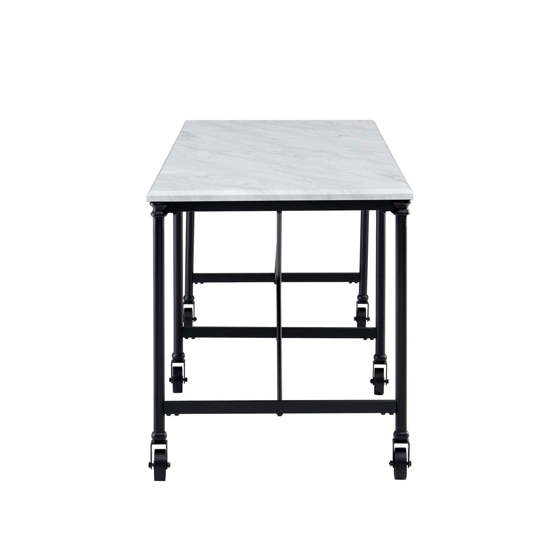 Black and White 70" Rolling Kitchen Island-Kitchen Carts-Islands-DECOROLALA