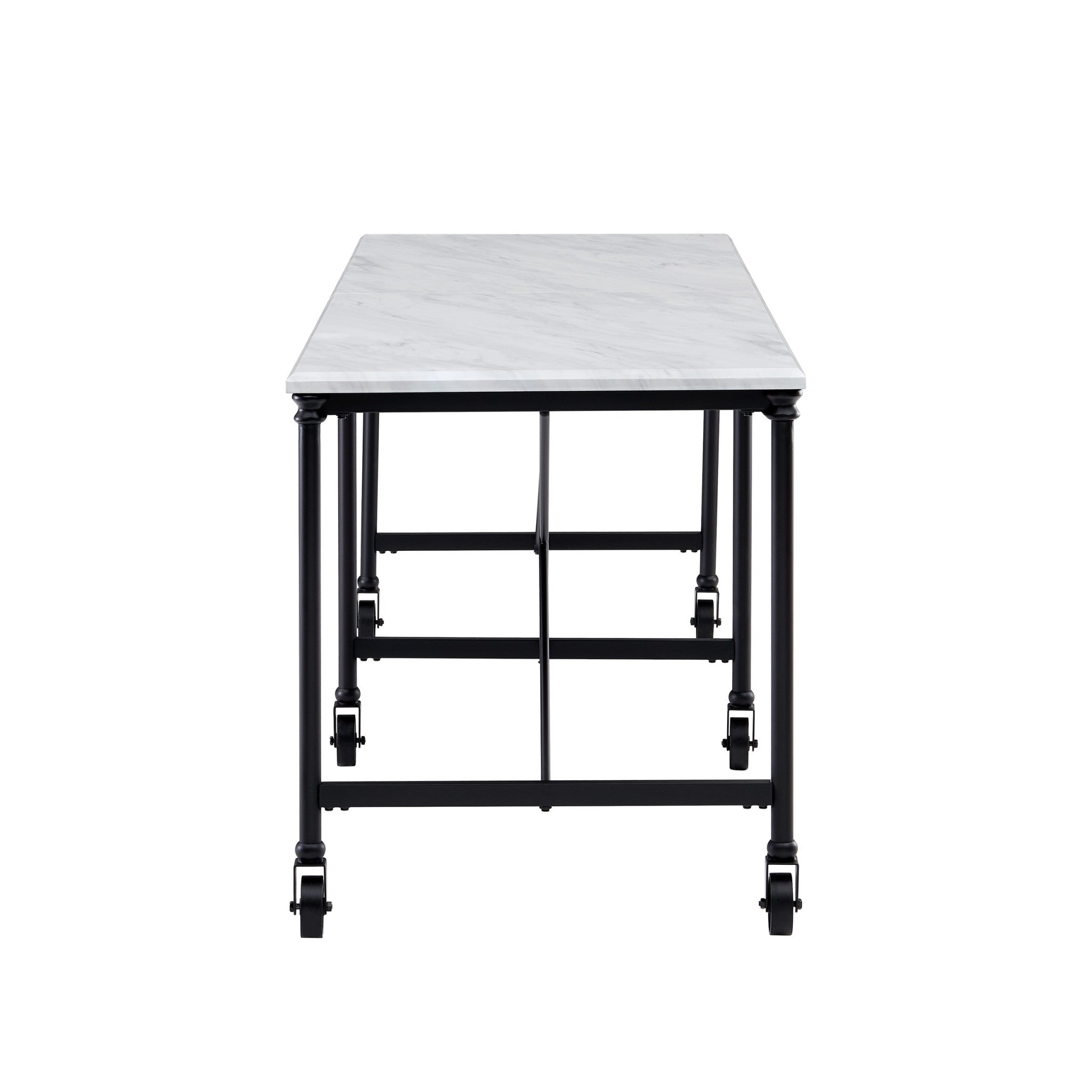 Black and White 70" Rolling Kitchen Island-Kitchen Carts-Islands-DECOROLALA