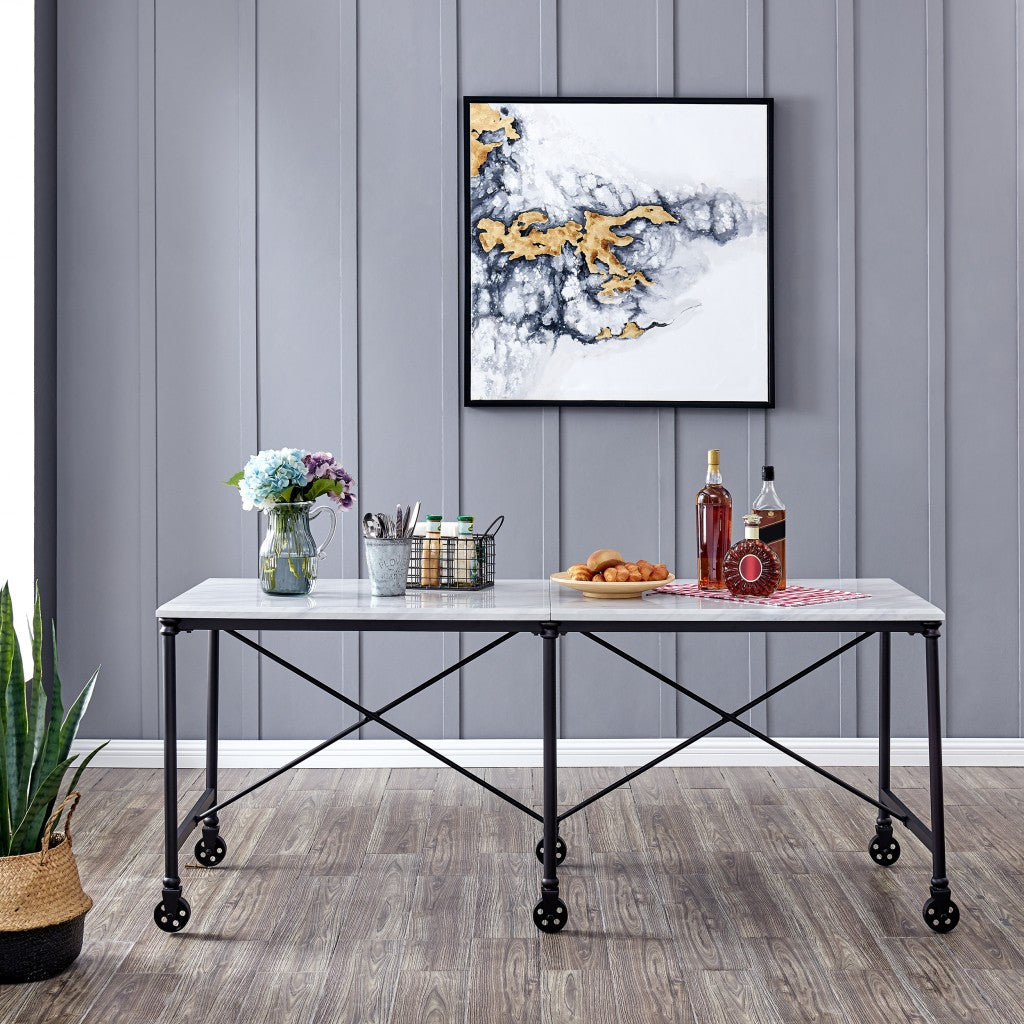 Black and White 70" Rolling Kitchen Island-Kitchen Carts-Islands-DECOROLALA