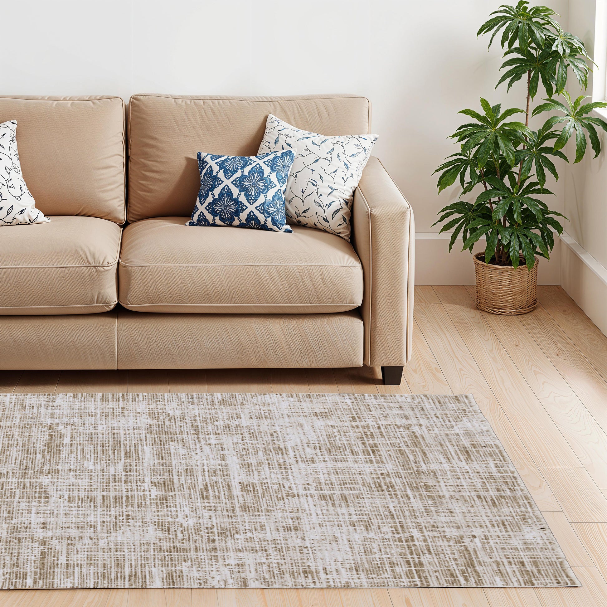 Blake Fringed Area Rug Beige Brown-DECOROLALA