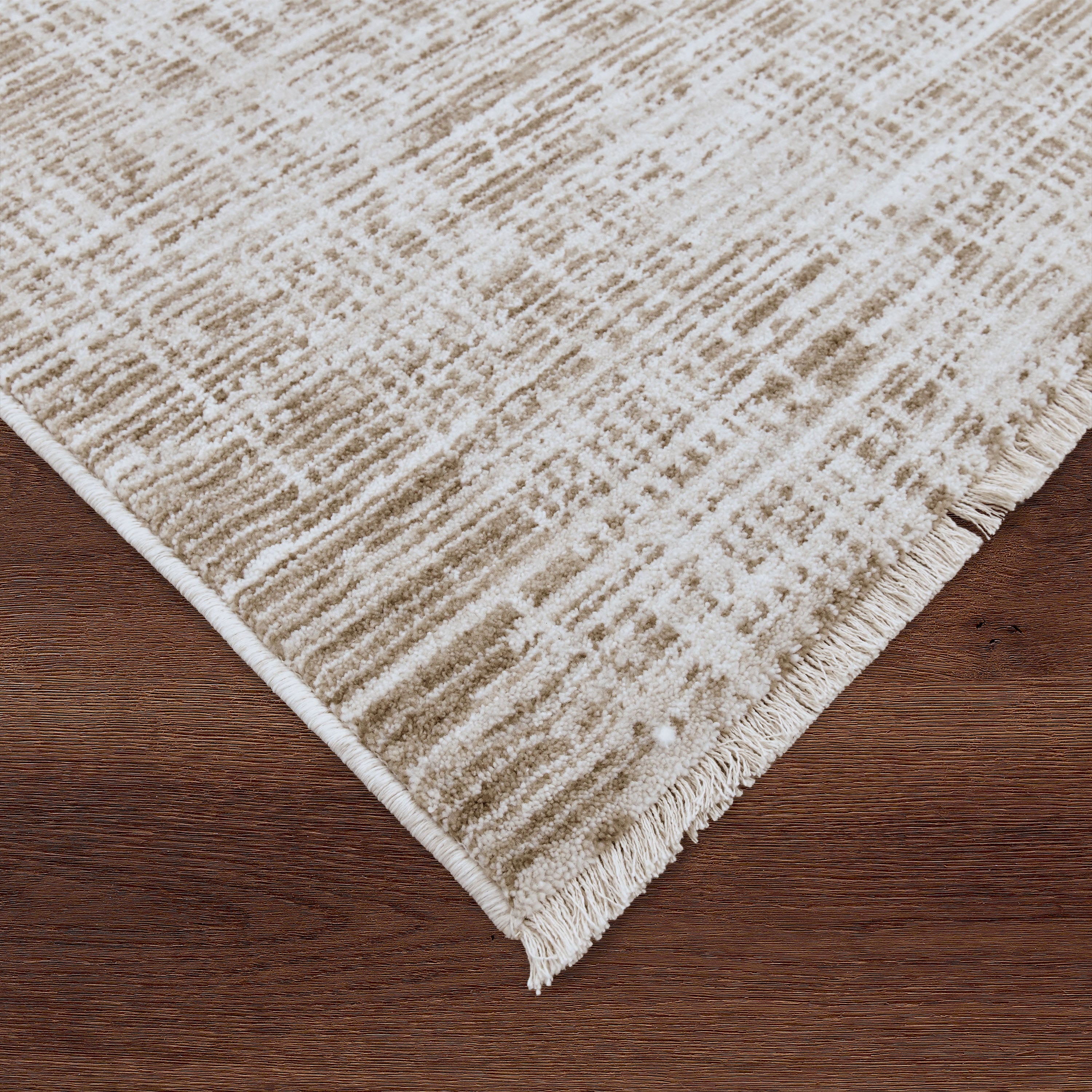Blake Fringed Area Rug Beige Brown-DECOROLALA
