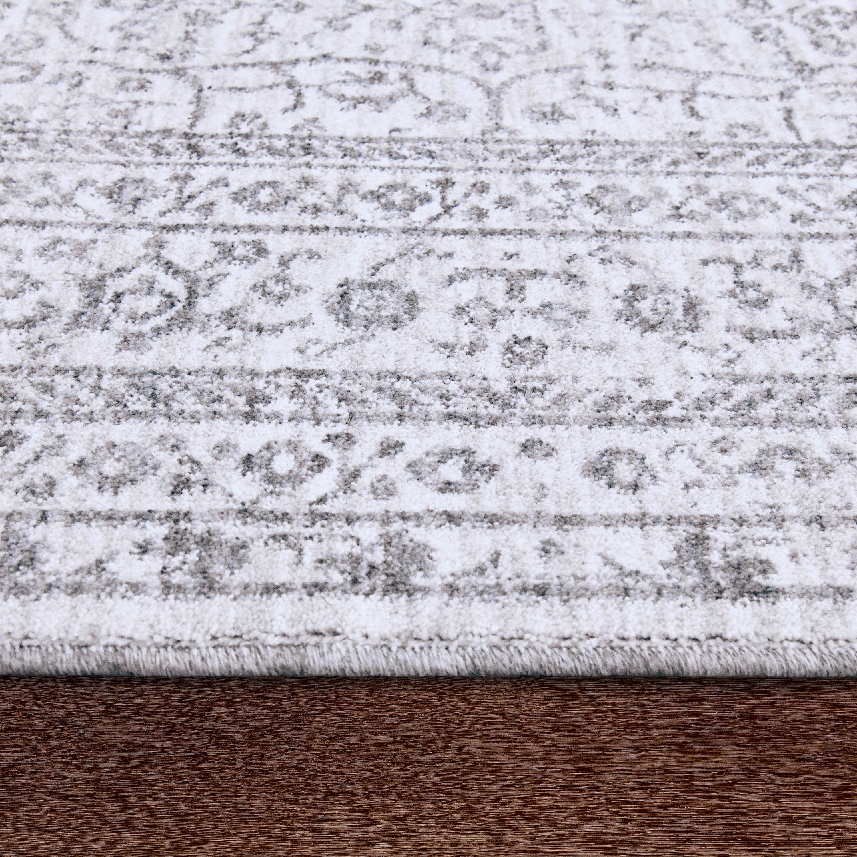 Blake Grey Blue Fringed Power Loomed Rug-DECOROLALA