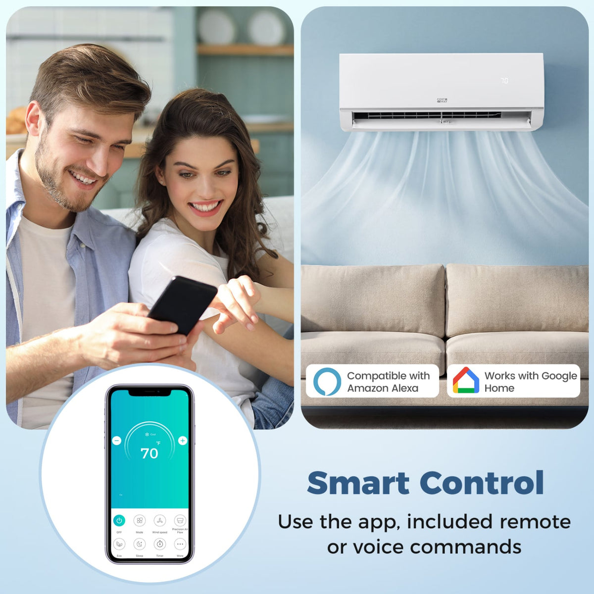 Blast Pro 20000 BTU 2 Zone 23 SEER2 Mini Split AC with Heat Pump-9K + 12K-Multi-Zone Mini Split Air Conditioners-DECOROLALA