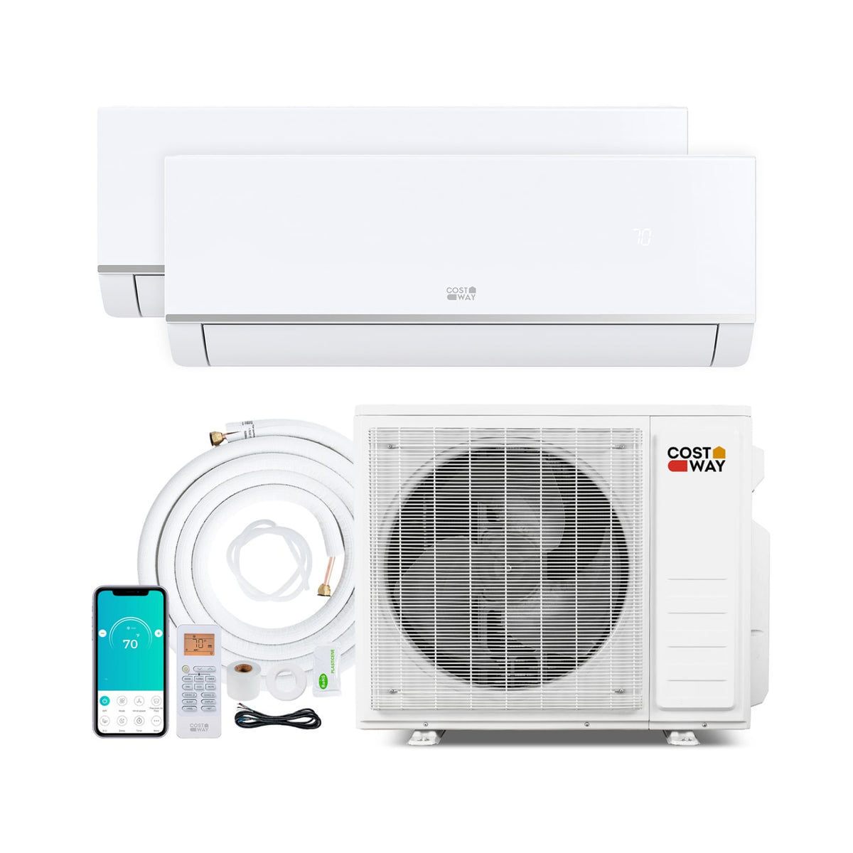 Blast Pro 20000 BTU 2 Zone 23 SEER2 Mini Split AC with Heat Pump-9K + 12K-Multi-Zone Mini Split Air Conditioners-DECOROLALA